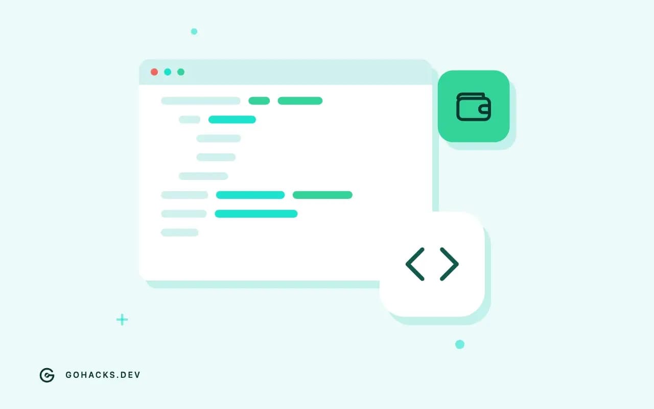 Flat illustration of an editor window full of code.