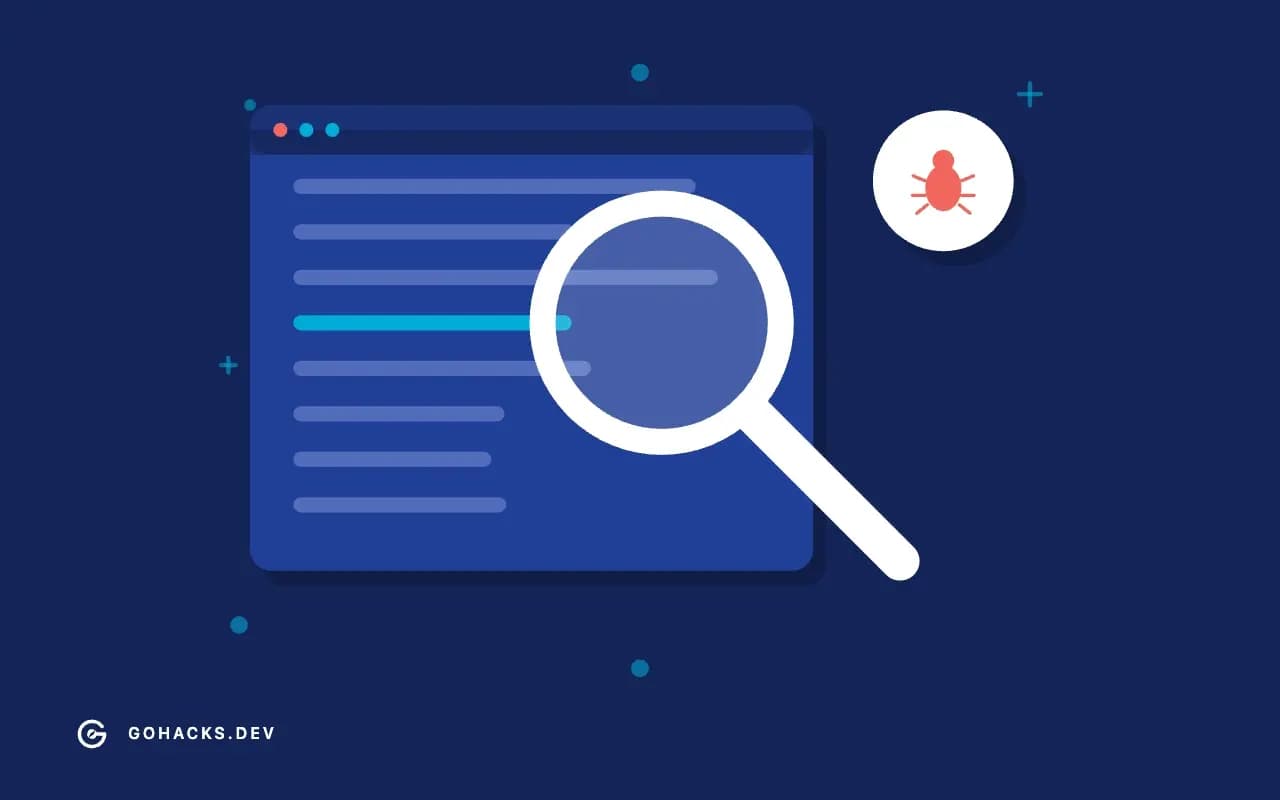 Flat illustration of a magnifier over lines of a log.