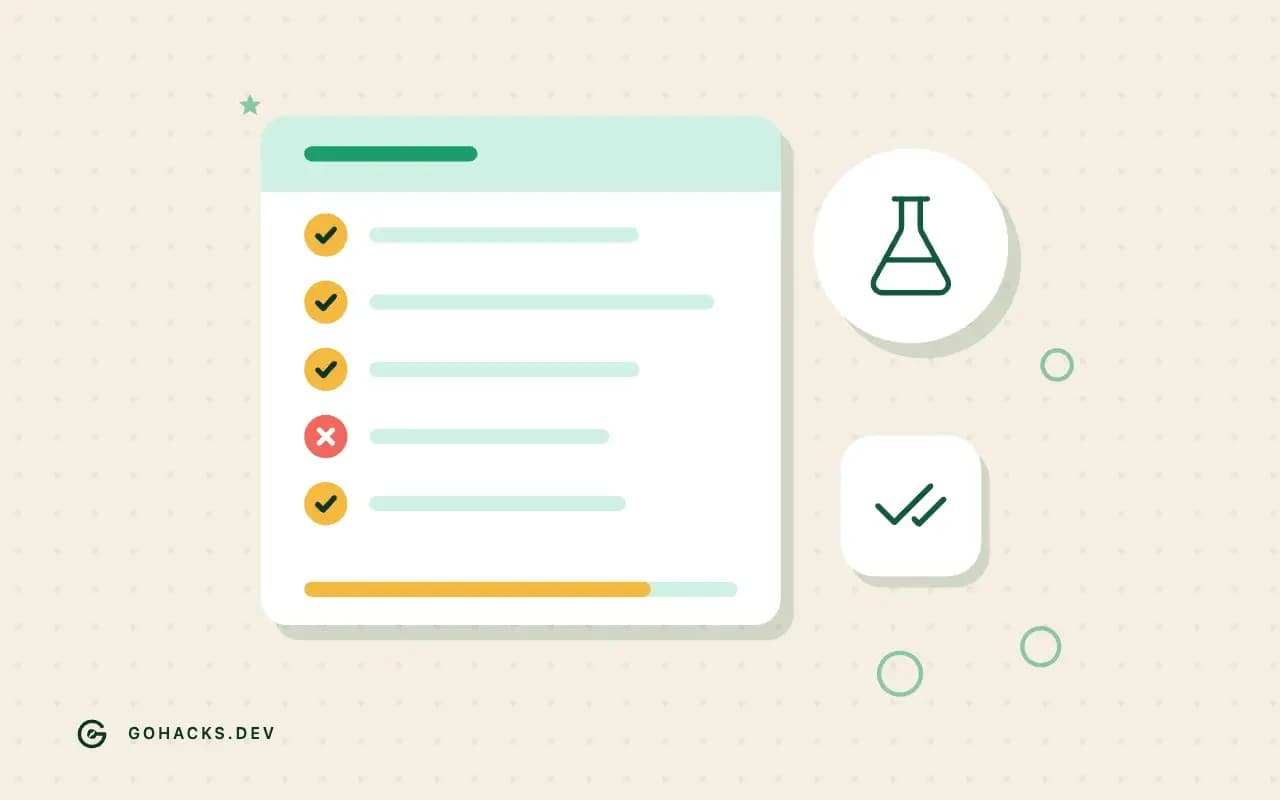Flat illustration of a test report with one failing test.