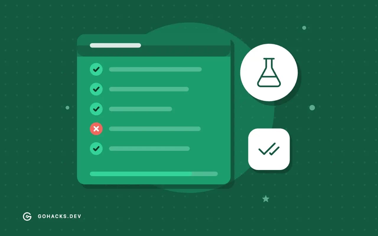 Flat illustration of a test report with one failing test.