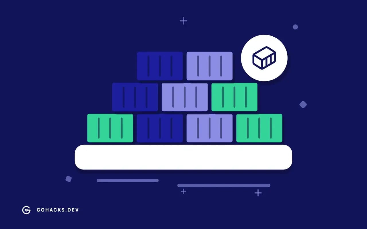 Flat illustration of shipping containers stacked on a ship.