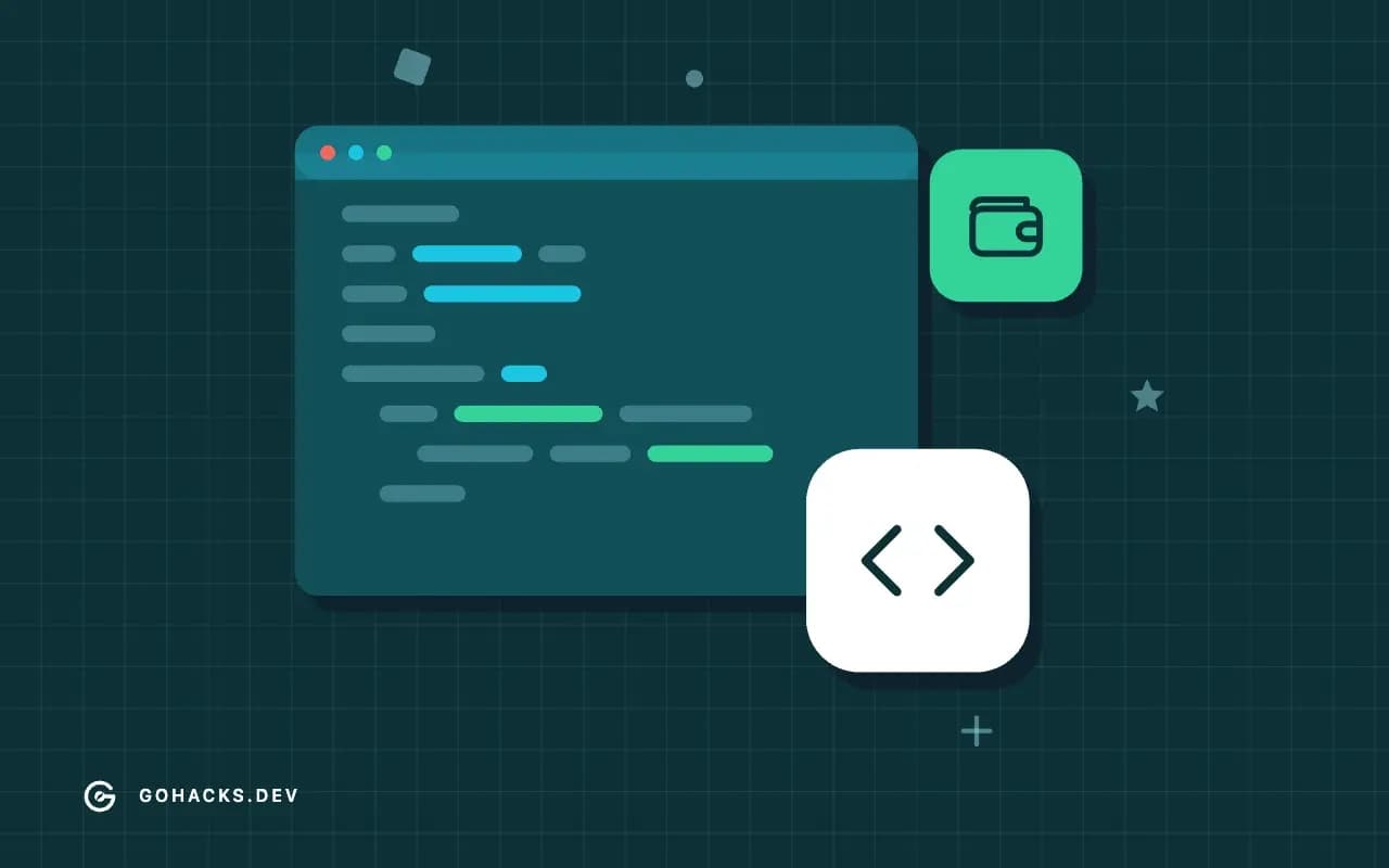 Flat illustration of an editor window full of code.