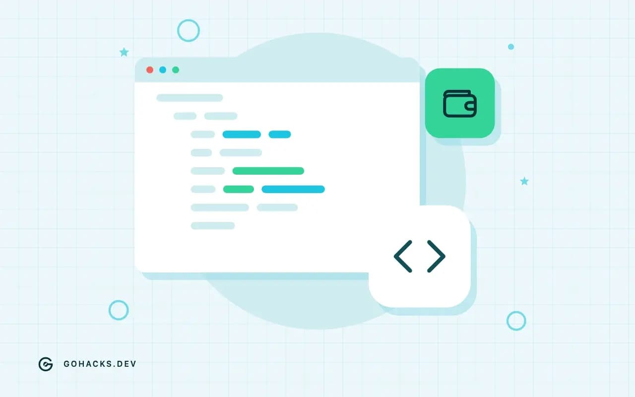 Flat illustration of an editor window full of code.