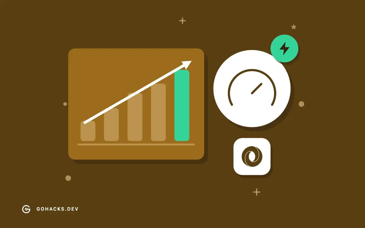 Flat illustration of a rising bar chart and a gauge, with the JSON logo.