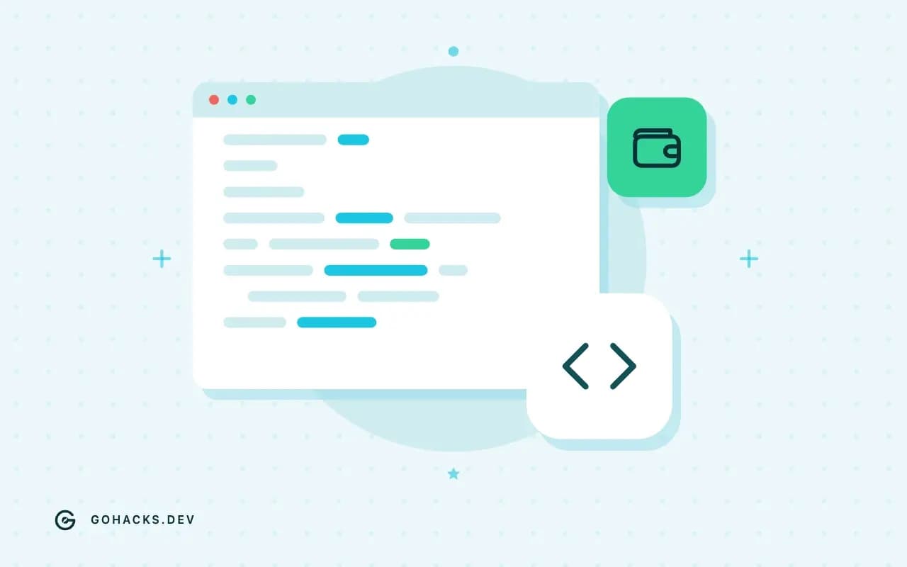 Flat illustration of an editor window full of code.