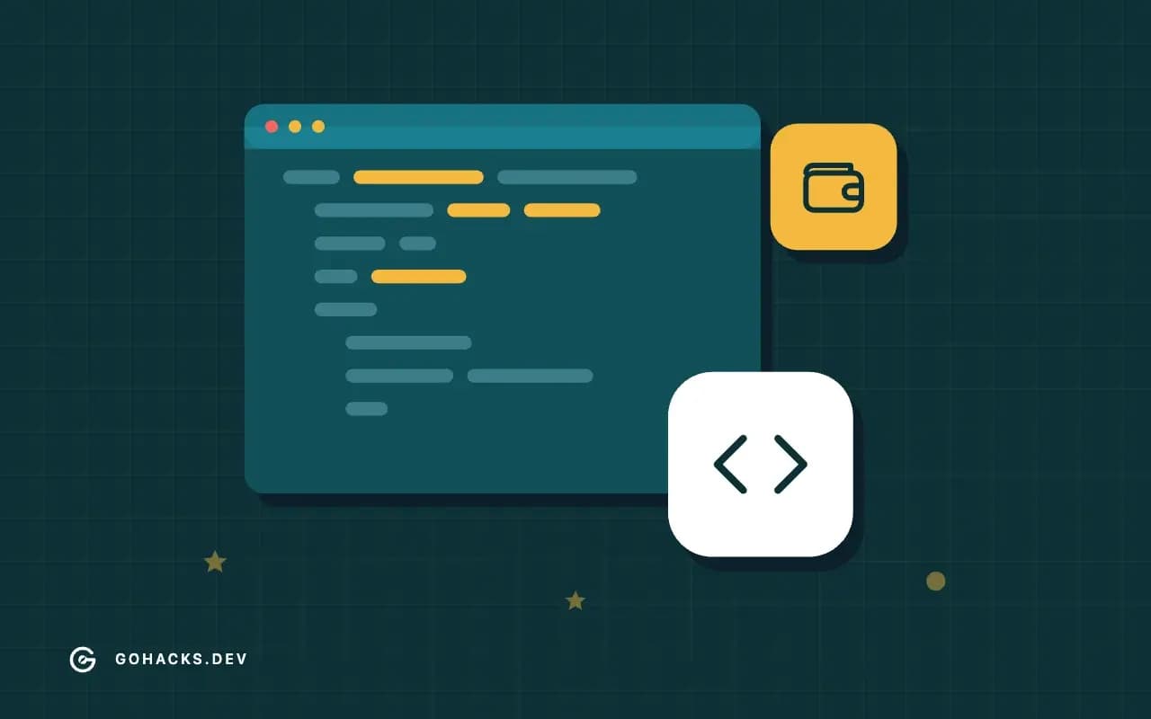 Flat illustration of an editor window full of code.