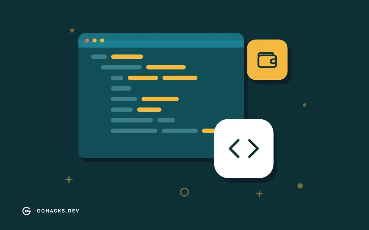 Flat illustration of an editor window full of code.
