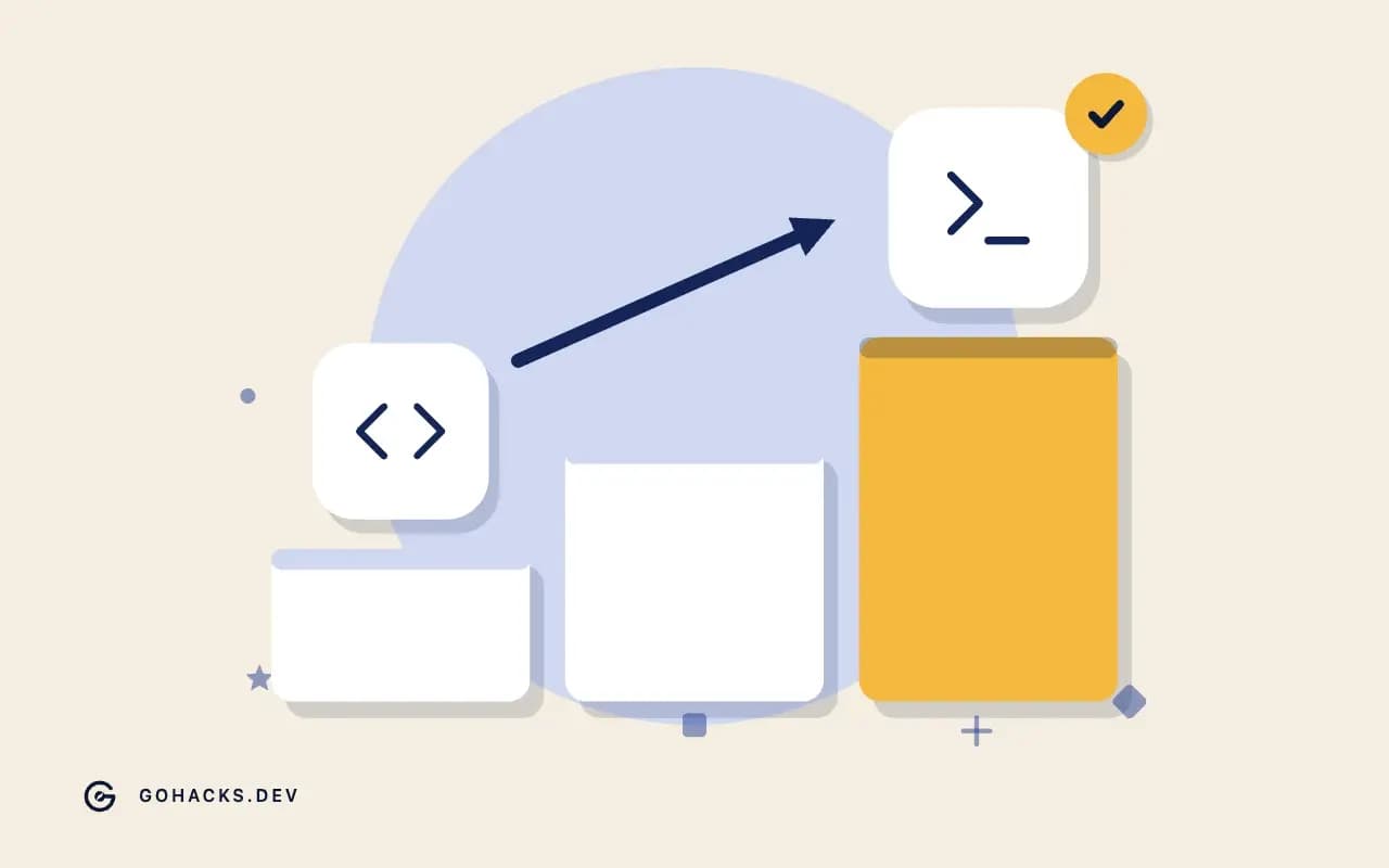 Flat illustration of a staircase from one version to the next.