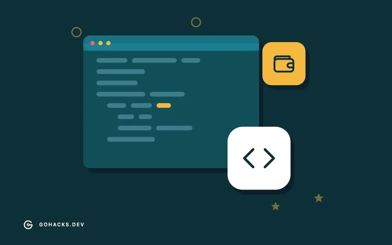 Flat illustration of an editor window full of code.