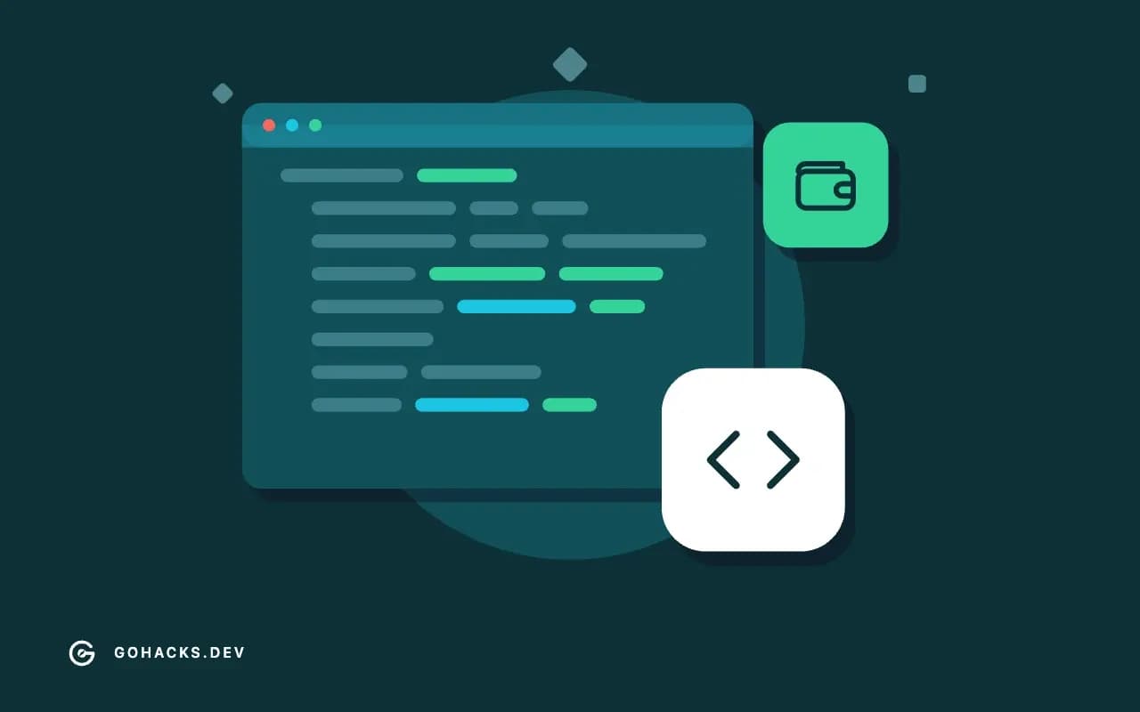 Flat illustration of an editor window full of code.