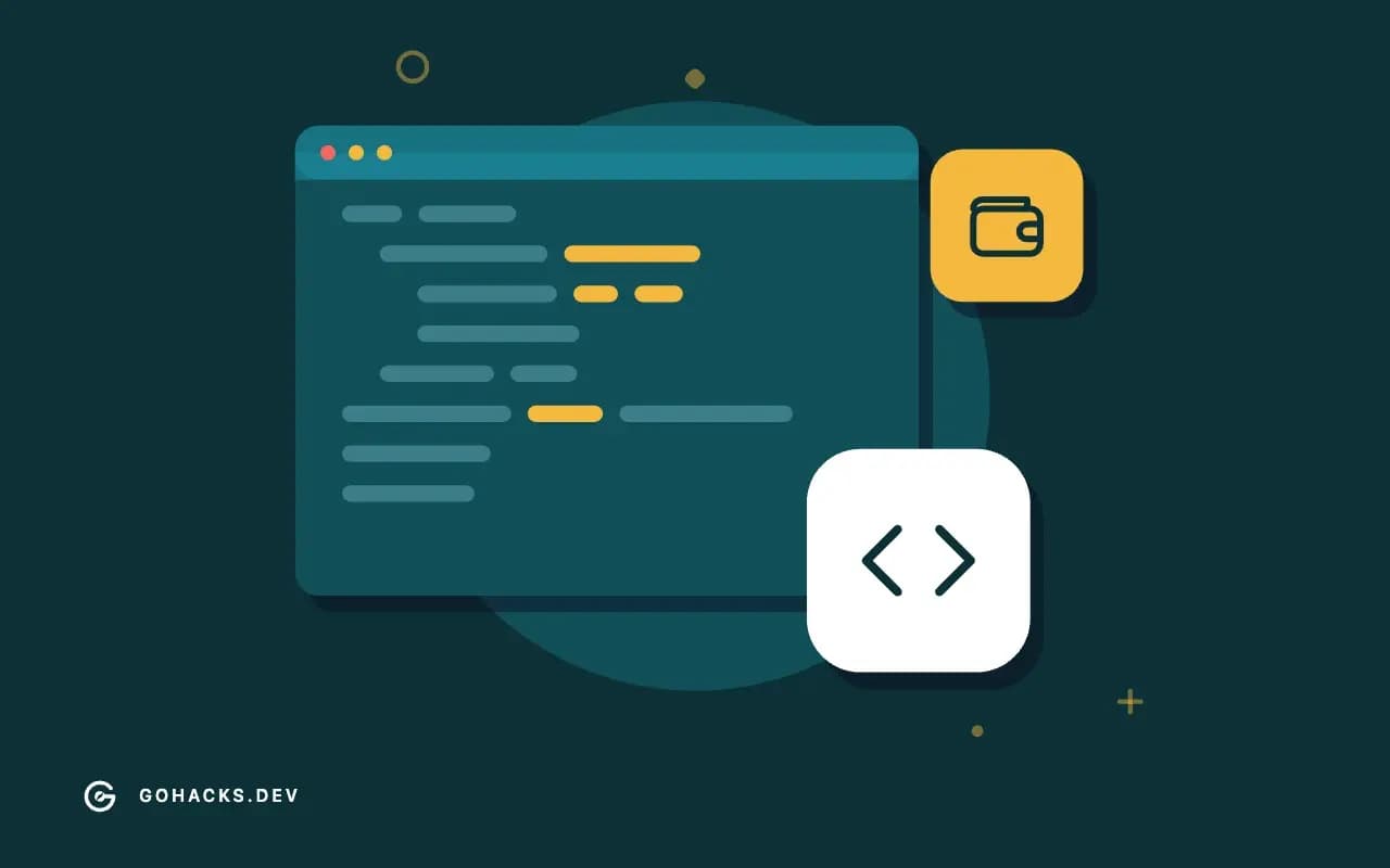 Flat illustration of an editor window full of code.