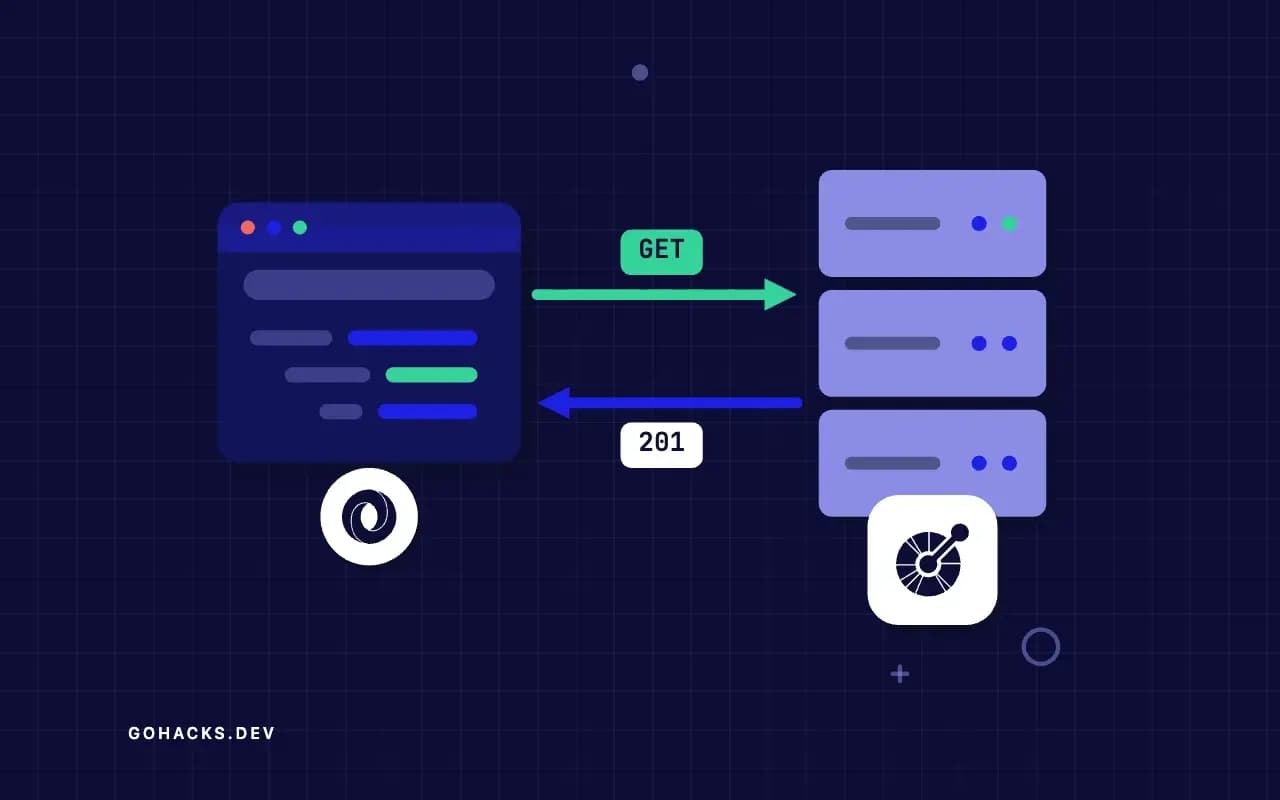 Flat illustration of a browser and a server trading a request and a response, with the OpenAPI Initiative and JSON logos.