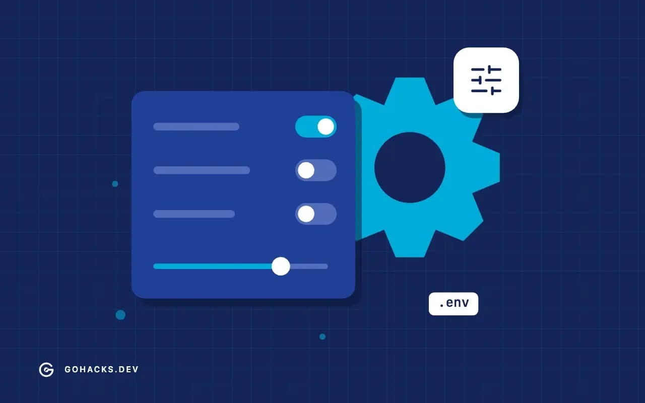 Flat illustration of settings switches, a slider and a gear.