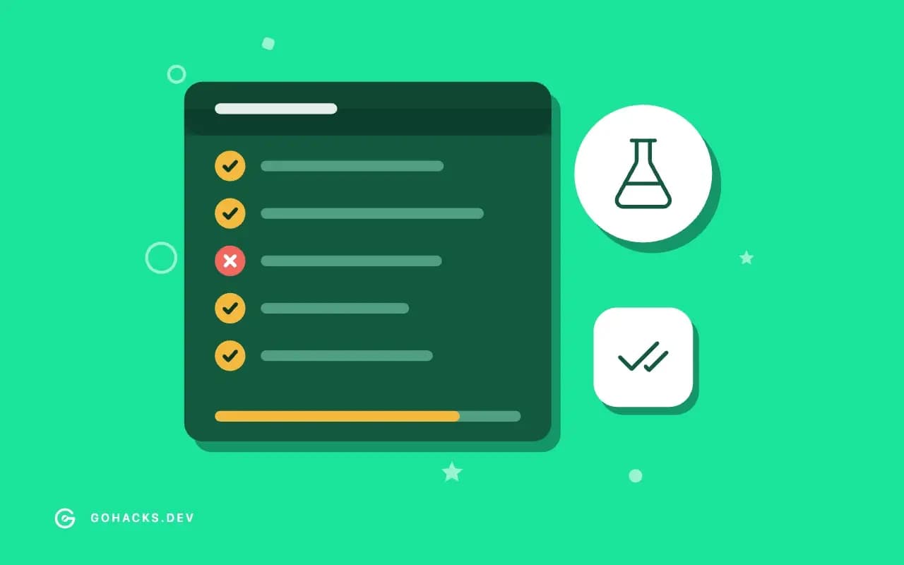 Flat illustration of a test report with one failing test.