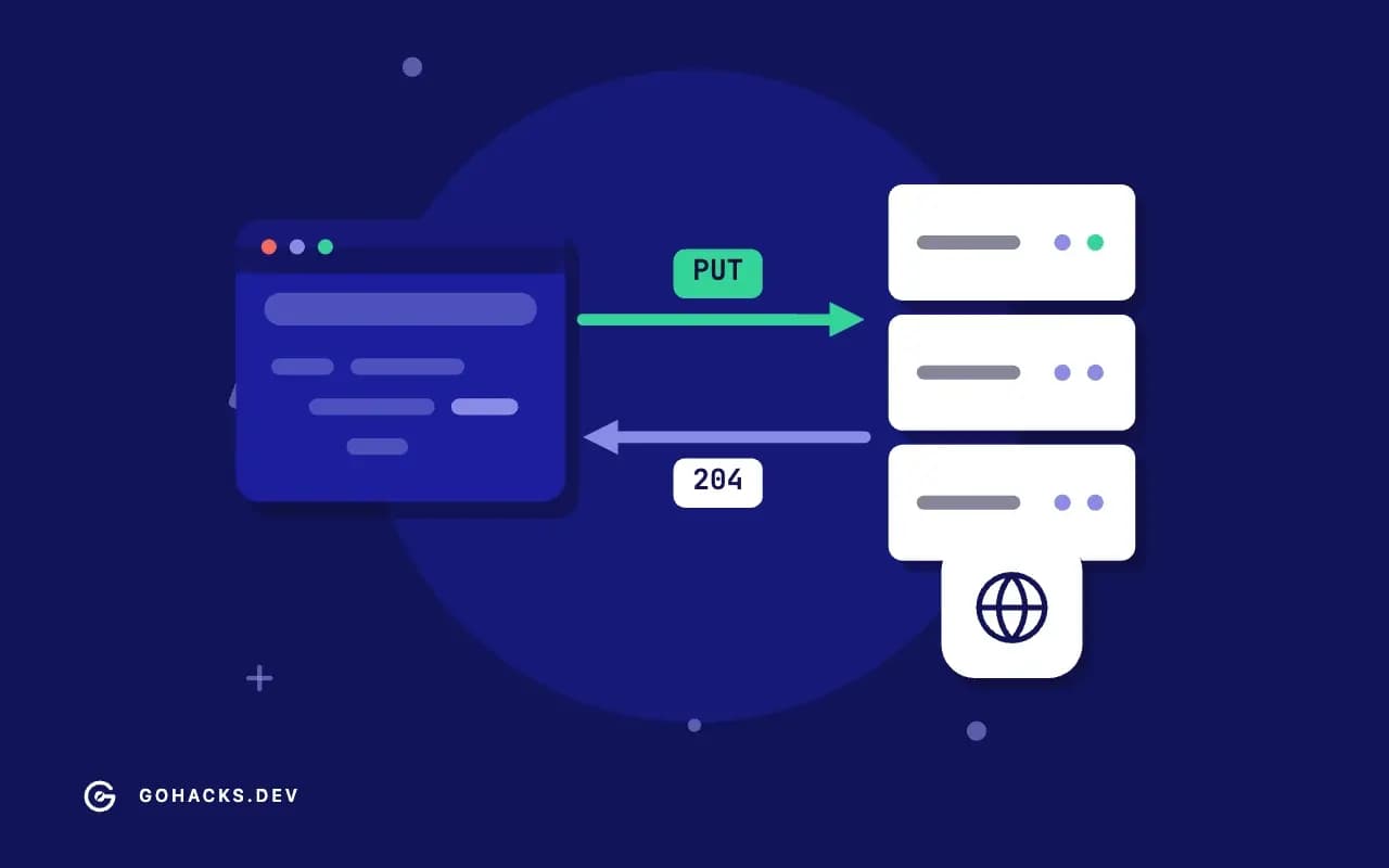 Flat illustration of a browser and a server trading a request and a response.