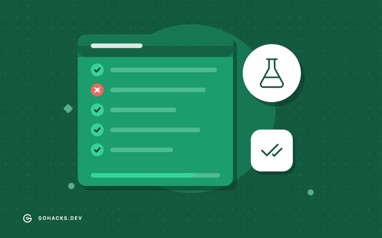 Flat illustration of a test report with one failing test.