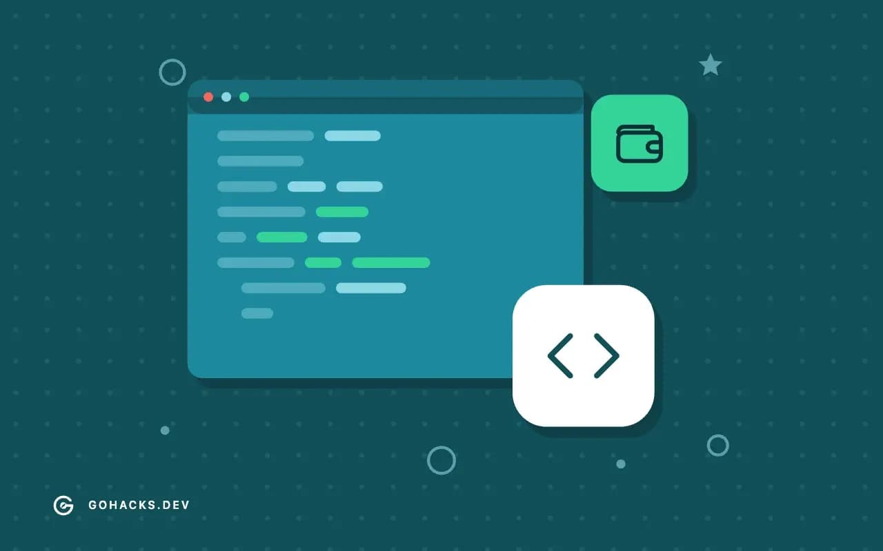 Flat illustration of an editor window full of code.