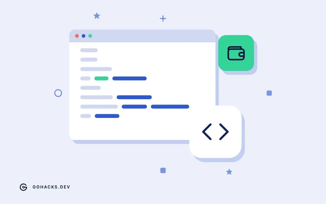 Flat illustration of an editor window full of code.
