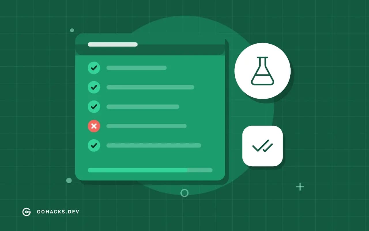 Flat illustration of a test report with one failing test.