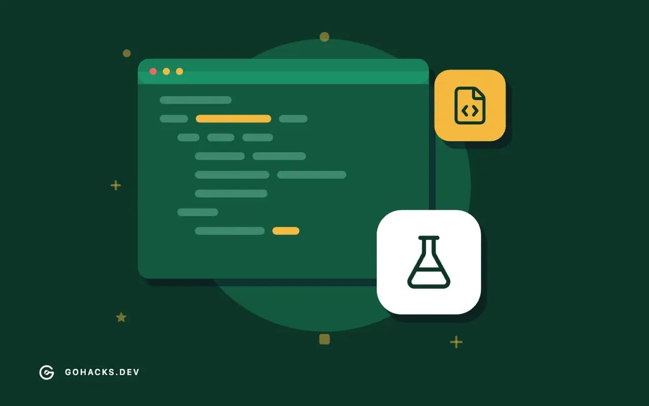 Flat illustration of an editor window full of code.