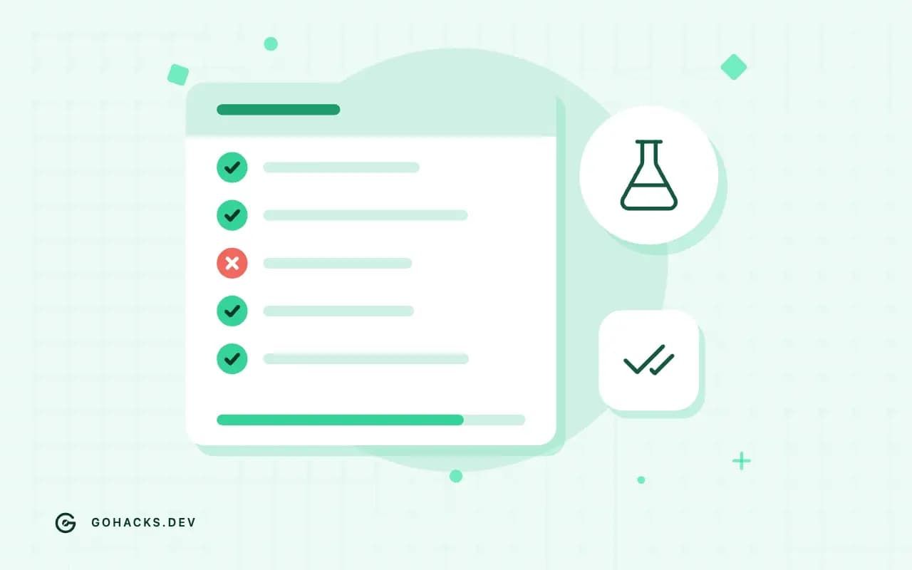 Flat illustration of a test report with one failing test.