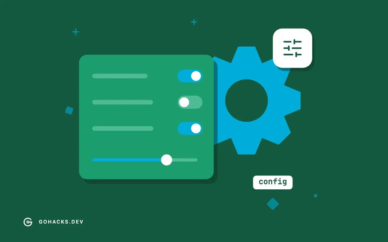 Flat illustration of settings switches, a slider and a gear.