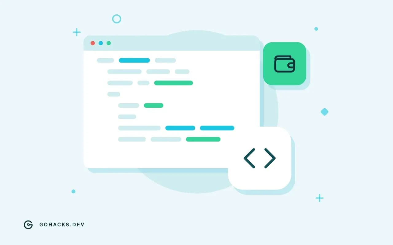 Flat illustration of an editor window full of code.