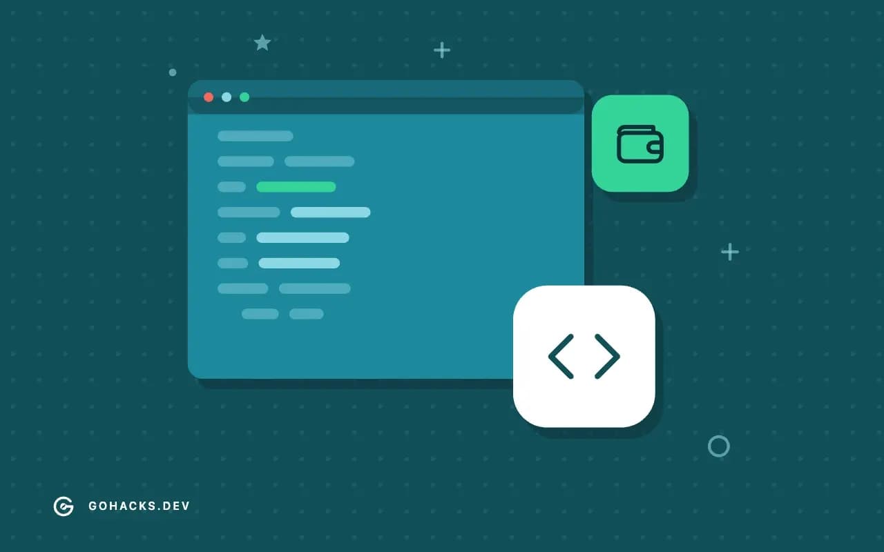 Flat illustration of an editor window full of code.