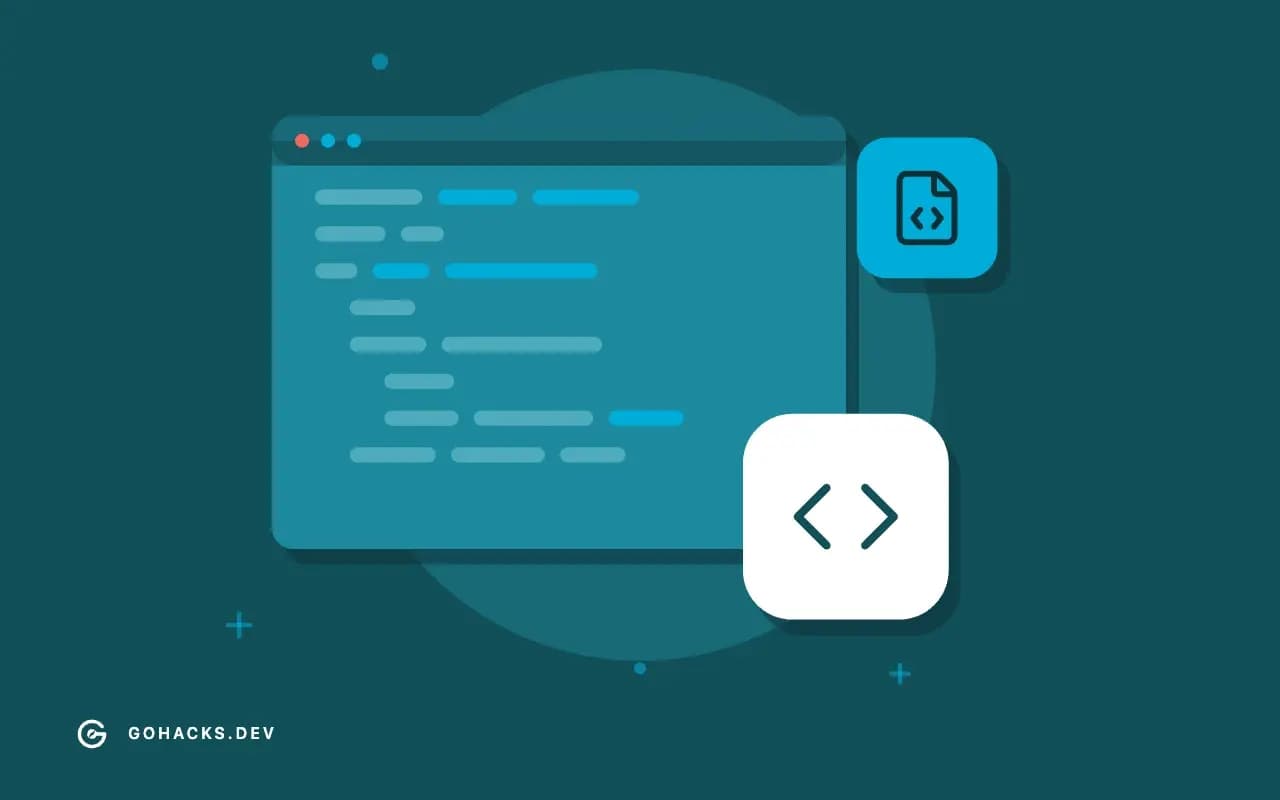 Flat illustration of an editor window full of code.