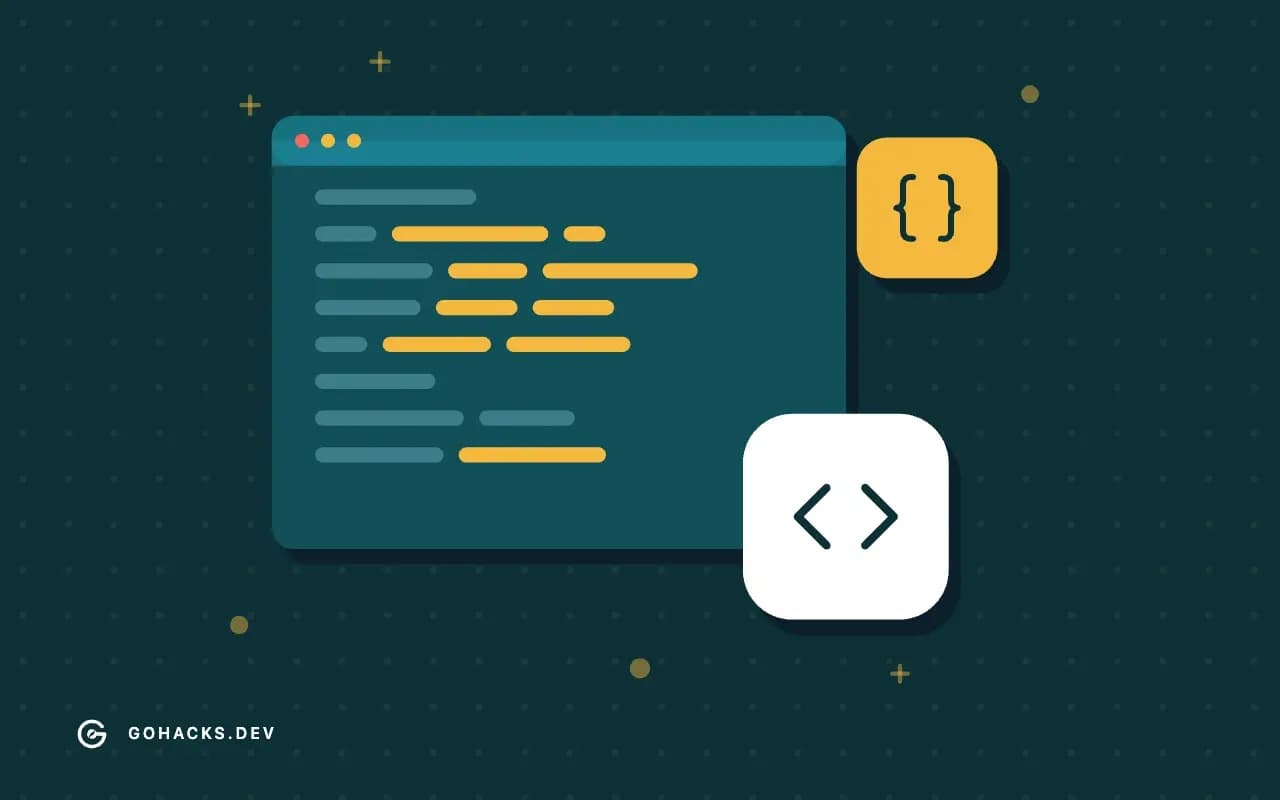 Flat illustration of an editor window full of code.